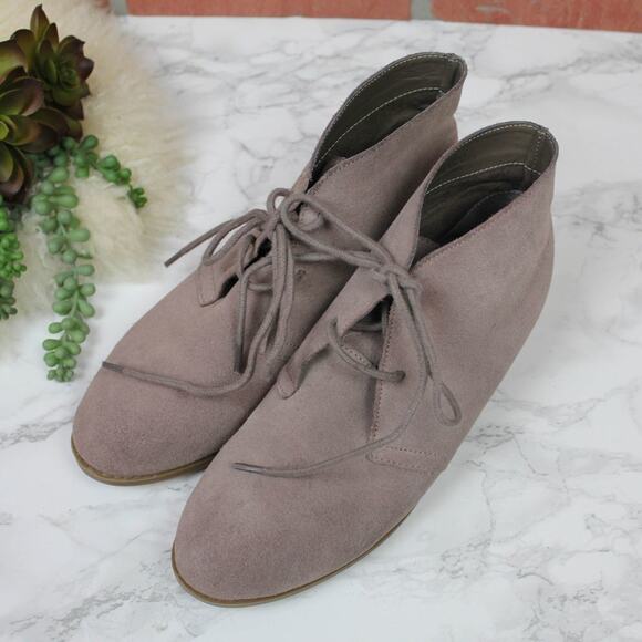 Steve Madden Desmin Taupe Brown Suede Leather Lace Up Ankle Booties Size 6.5 - Picture 1 of 5